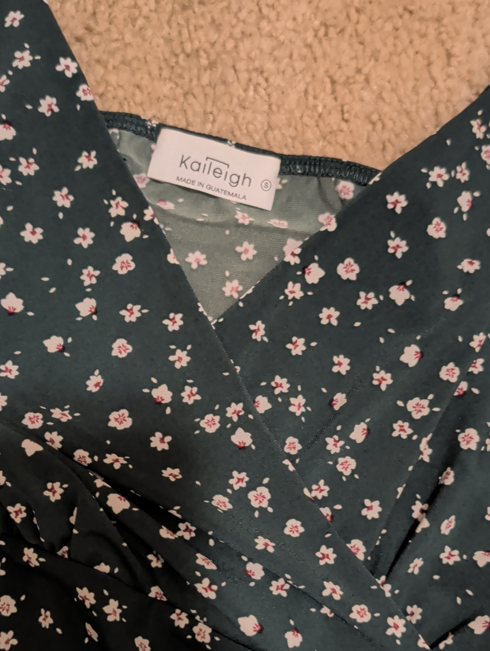 Kaileigh Dark Green Floral Wrap Jumpsuit